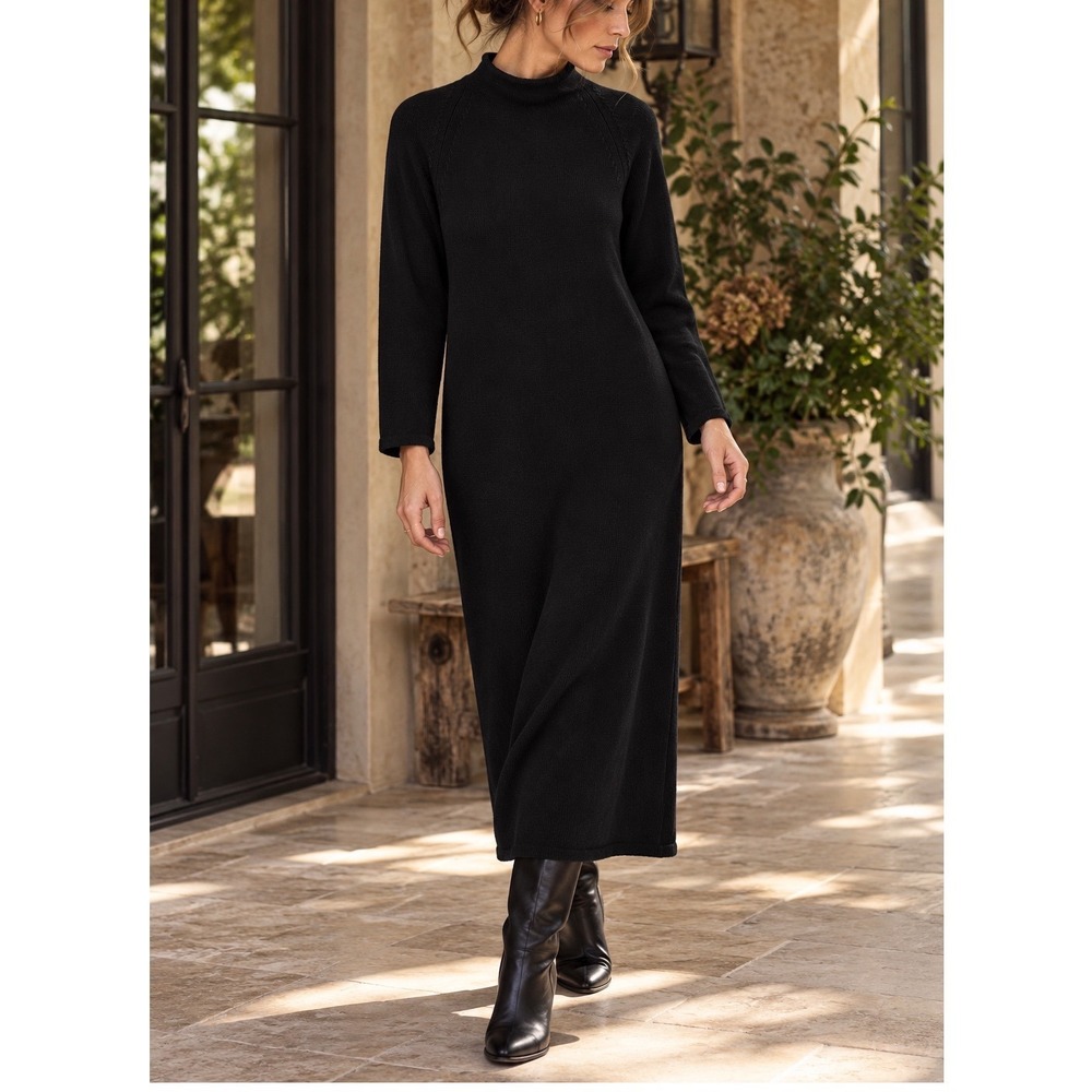 LRL Ralph Lauren merino wool Sweater Dress sz L Roll Neck Quiet Luxury old money